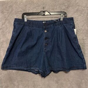 Doen x Gap Shorts Womens 16 / 34 Waist Blue Denim Button Fly High Rise NEW